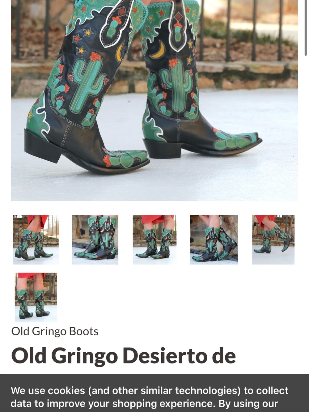 Old Gringo Black with Green & Turquoise Embroidered Western Boots - Picture 3 of 11